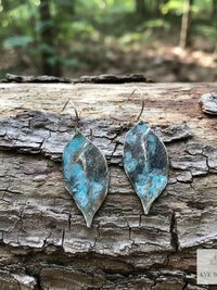 Patina Brass Leaf Earrings - Rustic Boho Jewelry