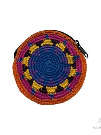 Round Crochet Coin Purse from Guatemala - Colorful Change Pouch for Small Essentials