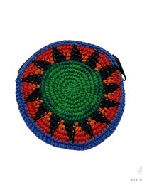 Round Crochet Coin Purse from Guatemala - Colorful Change Pouch for Small Essentials