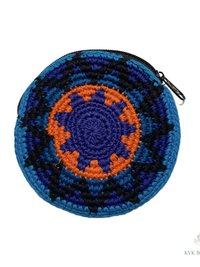 Round Crochet Coin Purse from Guatemala - Colorful Change Pouch for Small Essentials