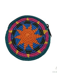 Round Crochet Coin Purse from Guatemala - Colorful Change Pouch for Small Essentials