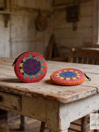 Round Crochet Coin Purse from Guatemala - Colorful Change Pouch for Small Essentials