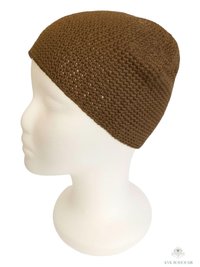 Brown Kufi Skull Cap - Crocheted Beanie Hat, Ethically sourced