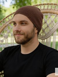 Brown Kufi Skull Cap - Crocheted Beanie Hat, Ethically sourced