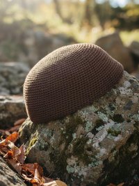 Brown Kufi Skull Cap - Crocheted Beanie Hat, Ethically sourced