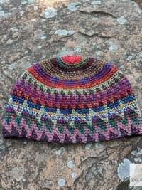 Bright Multi Color Kufi Skull Cap - Crocheted Beanie Hat, Ethically sourced