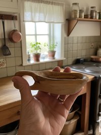 Hand Carved Olive Wood Salt Pot with Handle: Kenyan Kitchen Decor