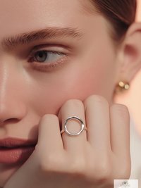 Open Circle Sterling Silver Ring - Boho Minimalist Ring, Handmade Jewelry