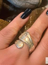 Sterling Silver Flower Spoon Ring - Boho Ring, Artisan Silverware Jewelry