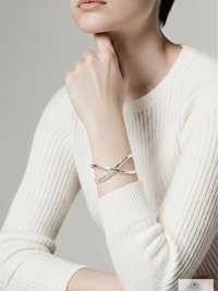 Hammered Silver Criss Cross Cuff Bracelet: Boho X Design