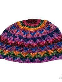 Bright Multi Color Kufi Skull Cap - Crocheted Beanie Hat, Ethically sourced