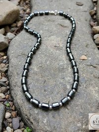 Hematite Barrel Bead Necklace