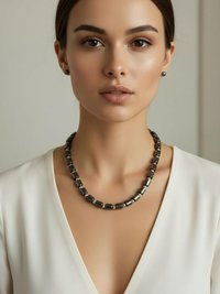 Hematite Barrel Bead Necklace