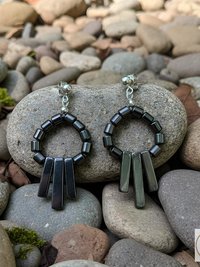 Hematite Paddle Dangle Earrings