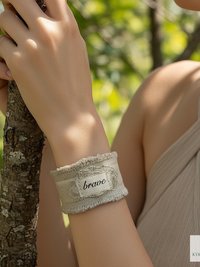 Brave Boho Cuff Bracelet – Stitched Cotton Fabric Wrist Cuff
