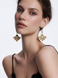 Crochet Dangle Earrings – Vintage Fabric, Inspirational "Faith" Boho Jewelry