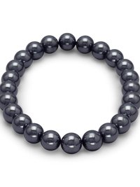 Men's Magnetic Hematite Round Bead Bracelet