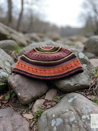 Striped Kufi Skull Cap - Crocheted Beanie Hat, Ethically sourced