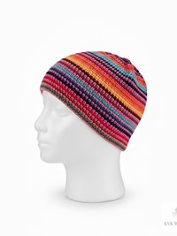 Pink Stripe Kufi Skull Cap - Crocheted Beanie Hat, Ethically sourced