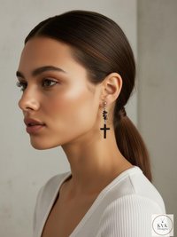 Hematite Traditional Cross Earrings