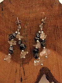 Hematite & Quartz Crystal Dangle Earrings