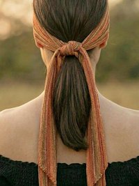 Orange Stripe Tie Back Headband - Stylish Bohemian Head Scarf, Headbands for Women