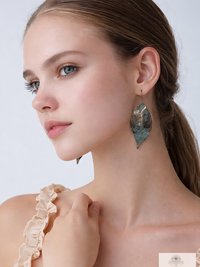 Patina Brass Leaf Earrings - Rustic Boho Jewelry