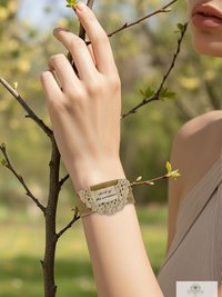 Child of the Universe Boho Cuff Bracelet – Cotton Fabric, Vintage Crochet, Button Closure