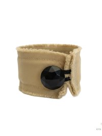 PRAY Boho Cuff Bracelet – Cotton Fabric, Vintage Crochet, Button Closure