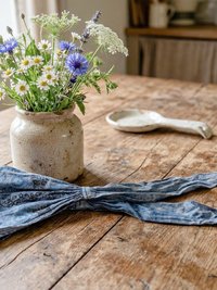 Blue Tapestry Tie Back Headband - Stylish Bohemian Head Scarf, Headbands for Women