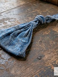Blue Tapestry Tie Back Headband - Stylish Bohemian Head Scarf, Headbands for Women