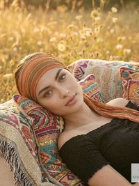 Orange Stripe Tie Back Headband - Stylish Bohemian Head Scarf, Headbands for Women