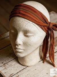 Orange Stripe Tie Back Headband - Stylish Bohemian Head Scarf, Headbands for Women