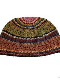 Striped Kufi Skull Cap - Crocheted Beanie Hat, Ethically sourced