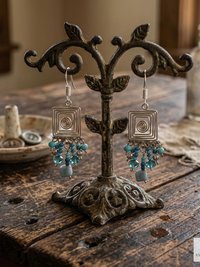 Handcrafted Square Wire and Bead Dangle Earrings - Chic Bohemian Jewelry