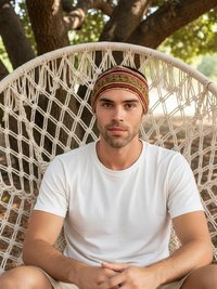 Striped Kufi Skull Cap - Crocheted Beanie Hat, Ethically sourced