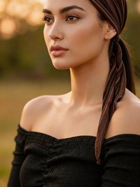 Brown Stripe Tie Back Headband - Stylish Bohemian Head Scarf, Headbands for Women