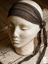 Brown Stripe Tie Back Headband - Stylish Bohemian Head Scarf, Headbands for Women