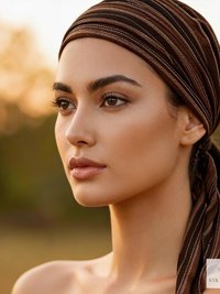 Brown Stripe Tie Back Headband - Stylish Bohemian Head Scarf, Headbands for Women