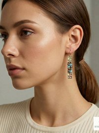 Boho Gold Bar Earrings with Beaded Accents & Wire Wrapping - Handcrafted Mixed Media Jewelry