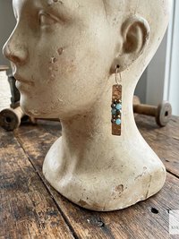 Boho Gold Bar Earrings with Beaded Accents & Wire Wrapping - Handcrafted Mixed Media Jewelry