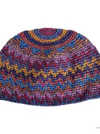Multi Color Zig Zag Kufi Skull Cap - Crocheted Beanie Hat, Ethically sourced
