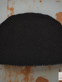 Black Kufi Skull Cap - Crocheted Beanie Hat, Ethically sourced