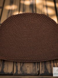 Brown Kufi Skull Cap - Crocheted Beanie Hat, Ethically sourced