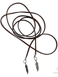 Boho Chic: Brown Suede Lariat Feather Necklace - Adjustable Length, Long Bohemian Jewelry