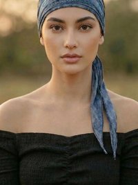 Blue Tapestry Tie Back Headband - Stylish Bohemian Head Scarf, Headbands for Women