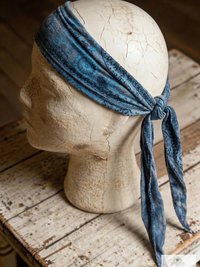 Blue Tapestry Tie Back Headband - Stylish Bohemian Head Scarf, Headbands for Women