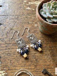 Handcrafted Square Wire and Bead Dangle Earrings - Chic Bohemian Jewelry