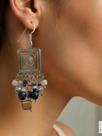 Handcrafted Square Wire and Bead Dangle Earrings - Chic Bohemian Jewelry