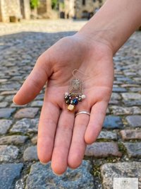 Handcrafted Square Wire and Bead Dangle Earrings - Chic Bohemian Jewelry